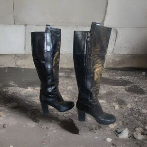 Reed Krakoff Black Leather Knee High Boots With Heels Size 39
